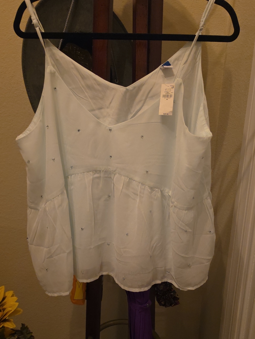Old Navy Light Blue Embellished Spaghetti Strap Camisole